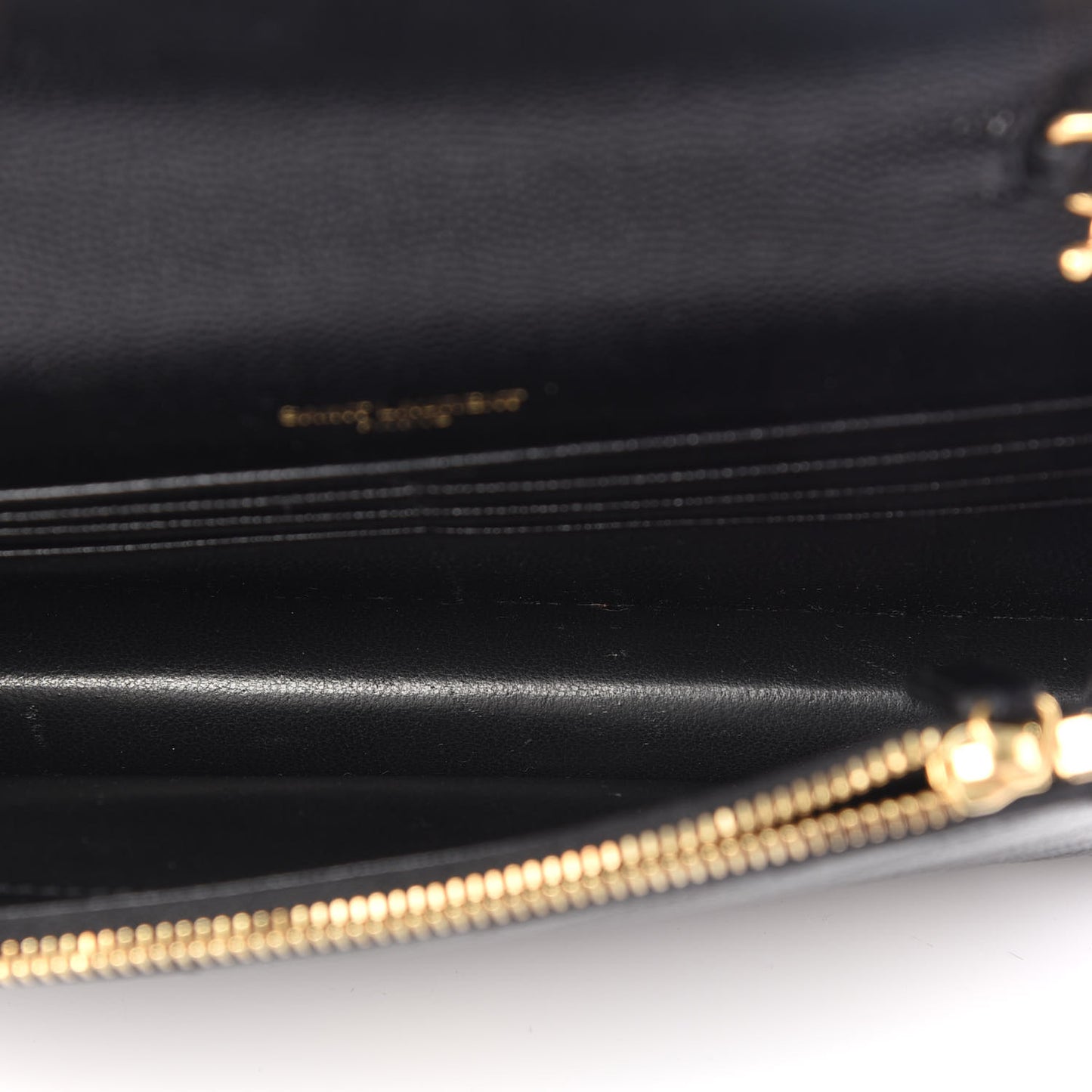 Grain De Poudre Matelasse Chevron Monogram Envelope Chain Wallet Black