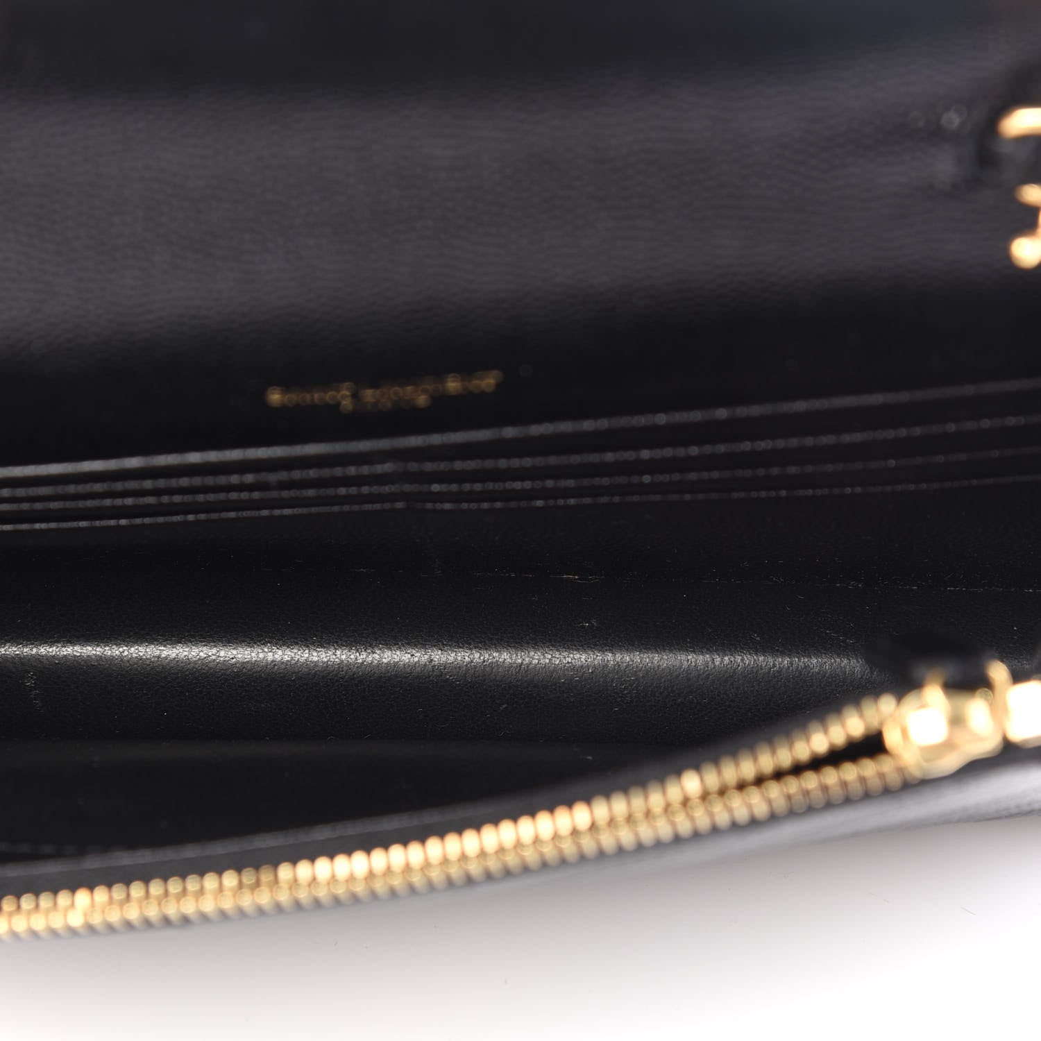Saint Laurent Grain De Poudre Matelasse Chevron Monogram Envelope Chain Wallet Black 4 of 9