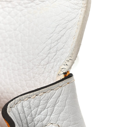 Hermes Taurillon Clemence Horseshoe Kelly Retourne 28 White Jaune D'Or 13 of 19