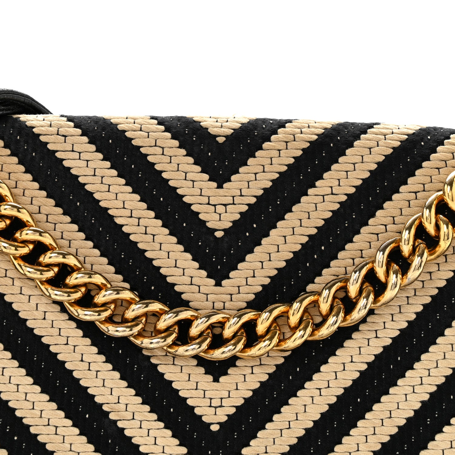 Chanel Fabric Chevron Braided Medium Boy Flap Black White 8 of 14