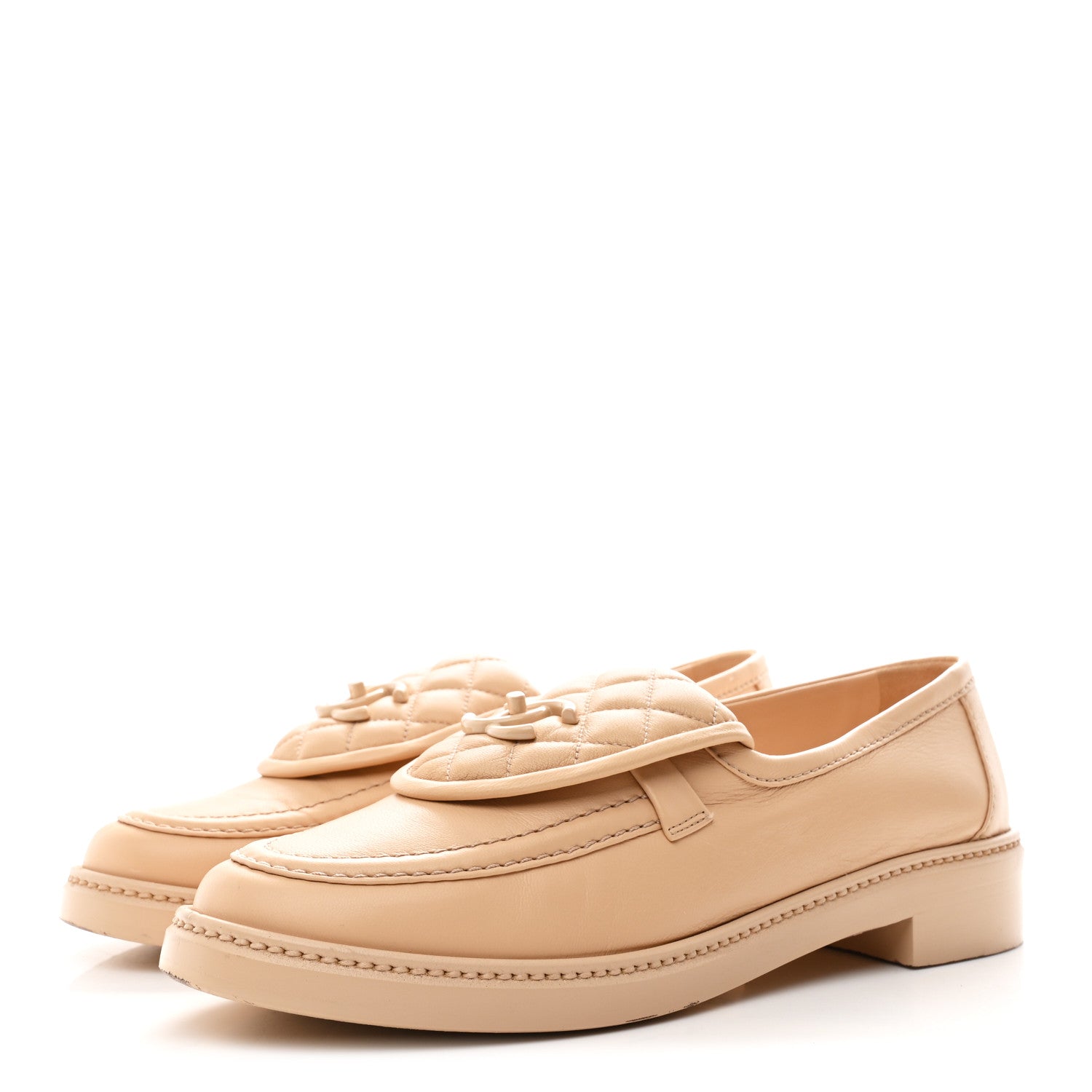 Chanel Lambskin Quilted CC Turnlock Moccasins 40 Beige 4 of 12