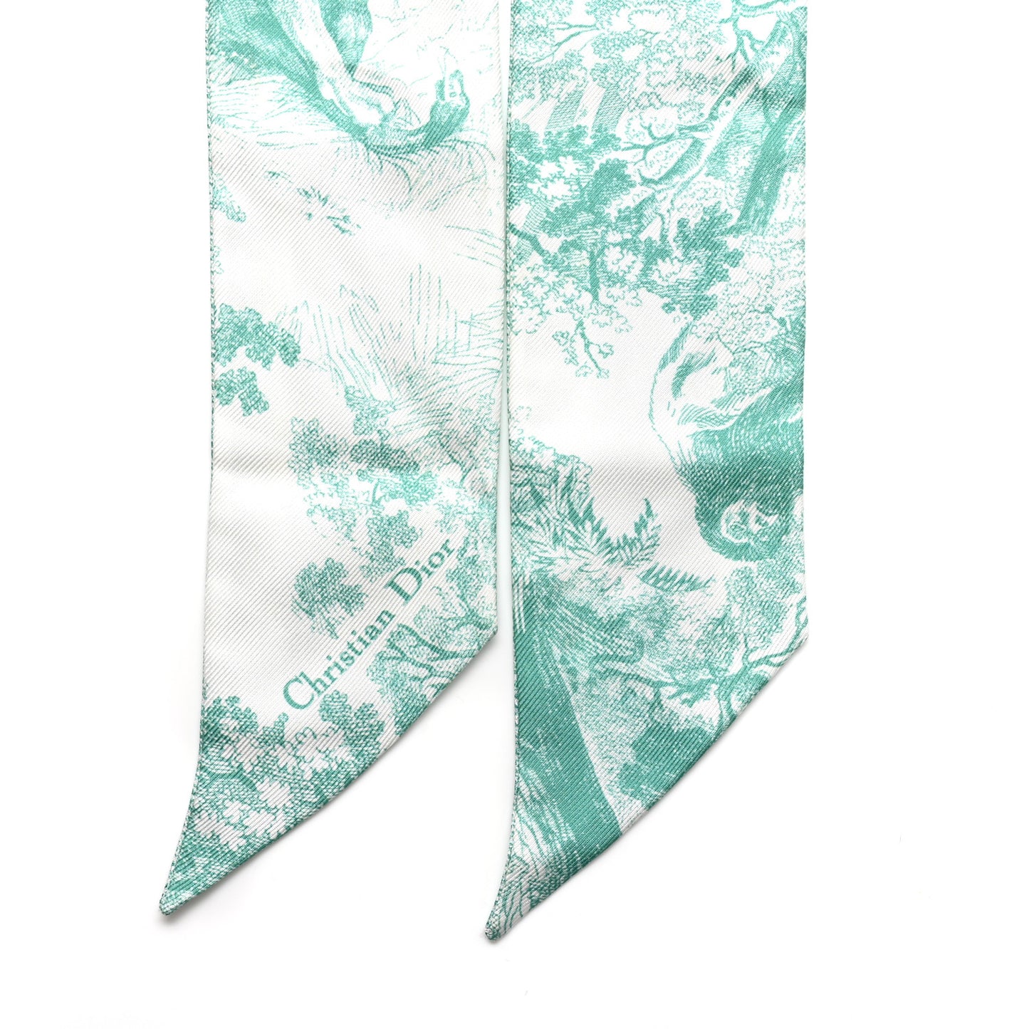 Silk Toile De Jouy Mitzah Scarf Green