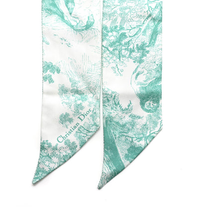 Christian Dior Silk Toile De Jouy Mitzah Scarf Green 2 of 4