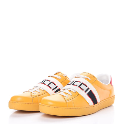 Gucci Calfskin Stripe Mens New Ace Sneakers 12 Crop Ecru Red Flame 3 of 8