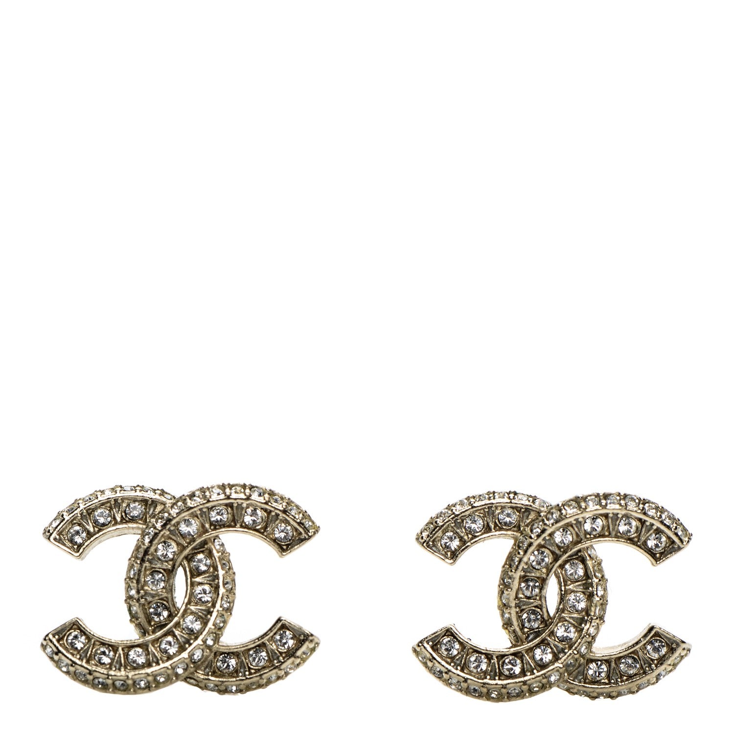 Chanel Crystal CC Earrings Gold 1 of 7