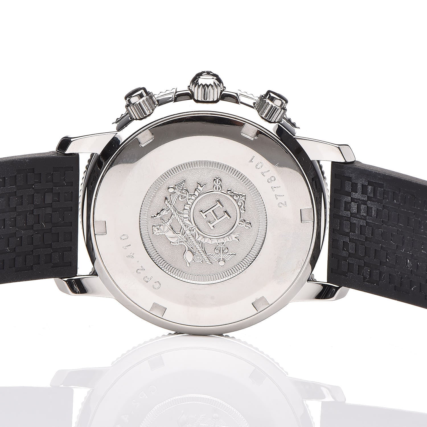 Hermes Stainless Steel Rubber 36mm Clipper Chronograph Quartz Watch Noir 7 of 7