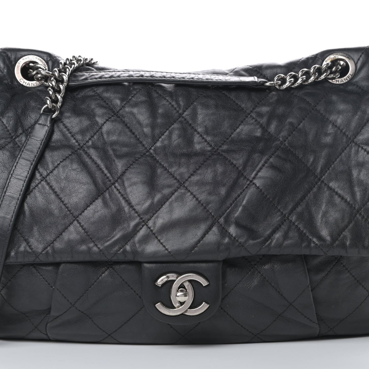 Chanel Calfskin Coco Pleats Flap Black 8 of 17