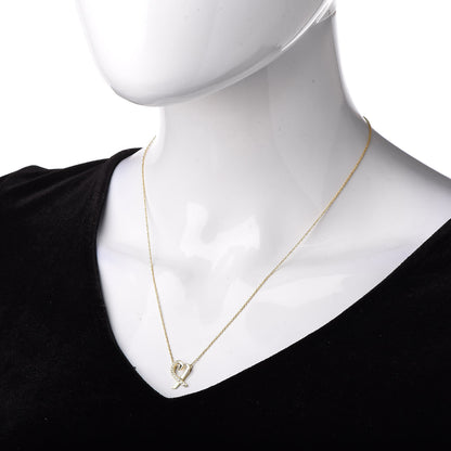 Tiffany 18K Yellow Gold Diamond Small Paloma Picasso Loving Heart Pendant Necklace 2 of 6