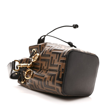 Fendi Vitello Liberty F is Fendi Bi-Color FF 1974 Embossed Mini Mon Tresor Bucket Bag Maya Black 4 of 9