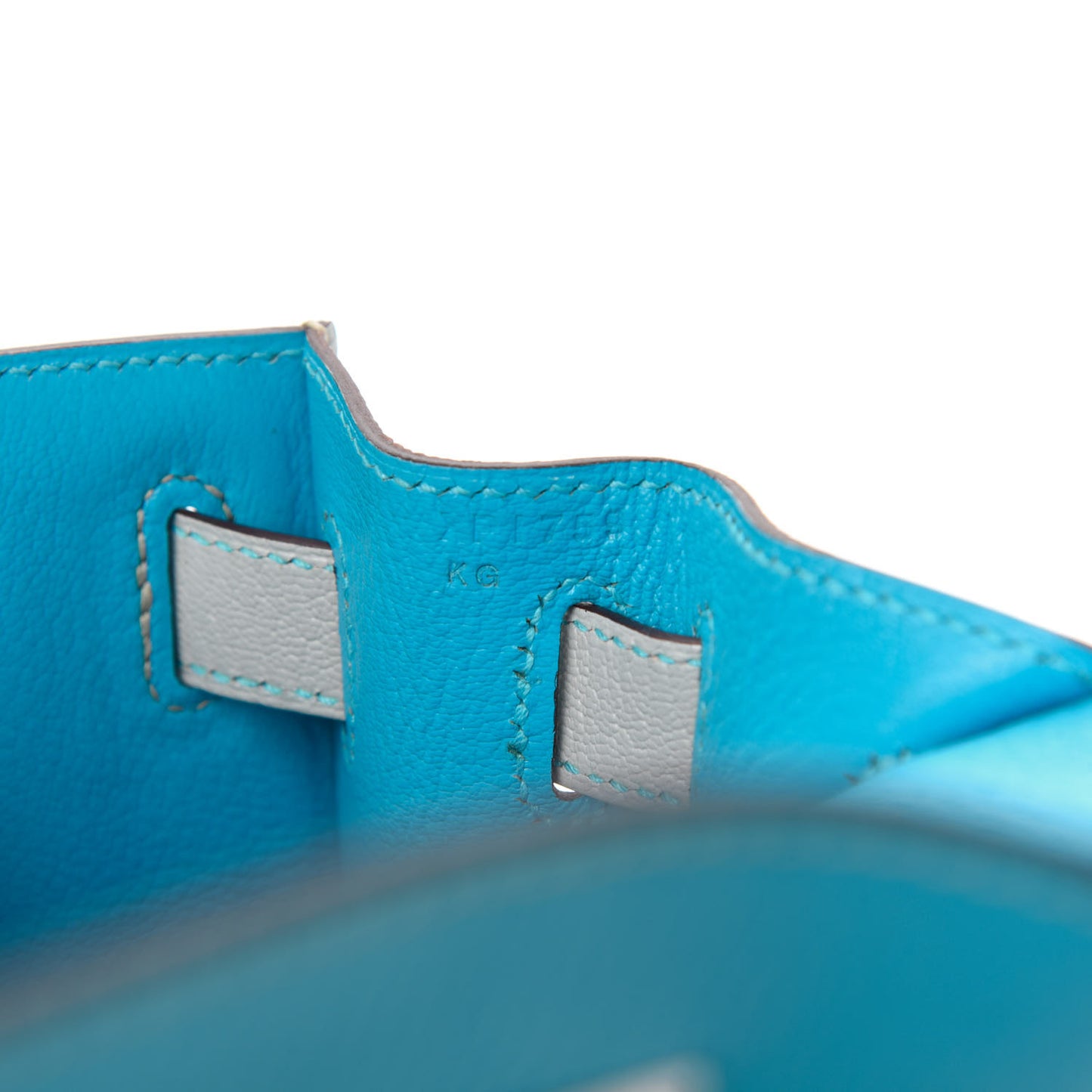 Chevre Mysore Horseshoe Kelly Sellier 28 Turquoise Gris Perle