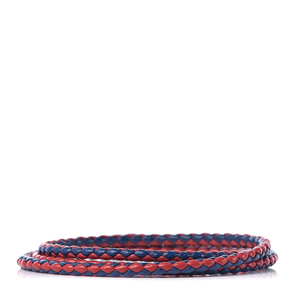 David Yurman Sterling Silver Leather Mens Chevron Triple-Wrap Bracelet Red Blue 3 of 4