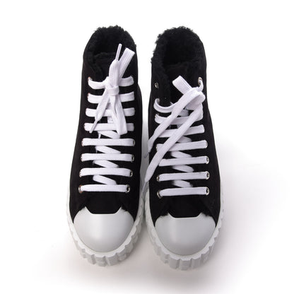 Hermes Woolskin Calfskin Womens Climb Sneakers 36 Black 5 of 9