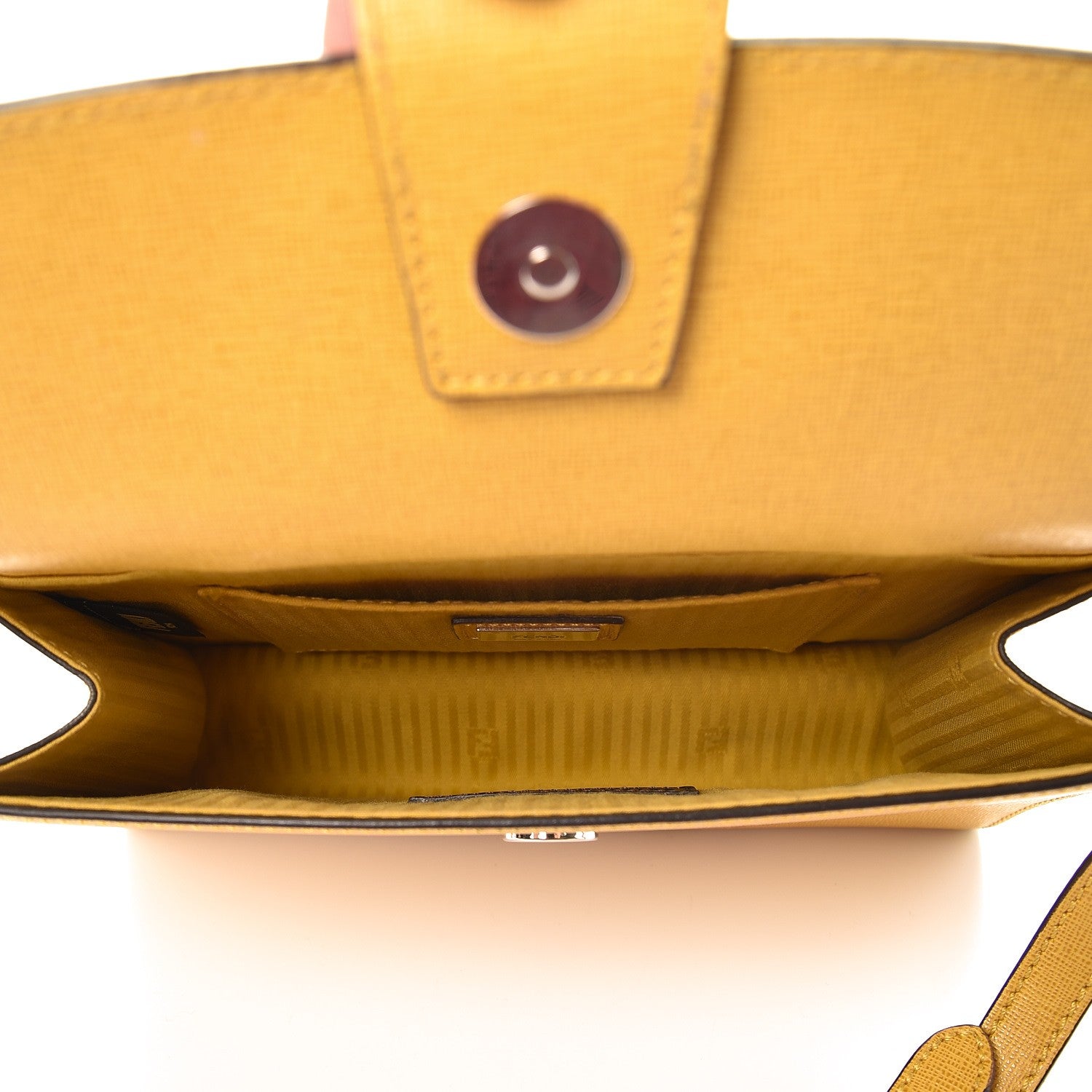 Fendi Vitello Elite Flamingo Mini Demi Jour Shoulder Bag Mustard 5 of 8