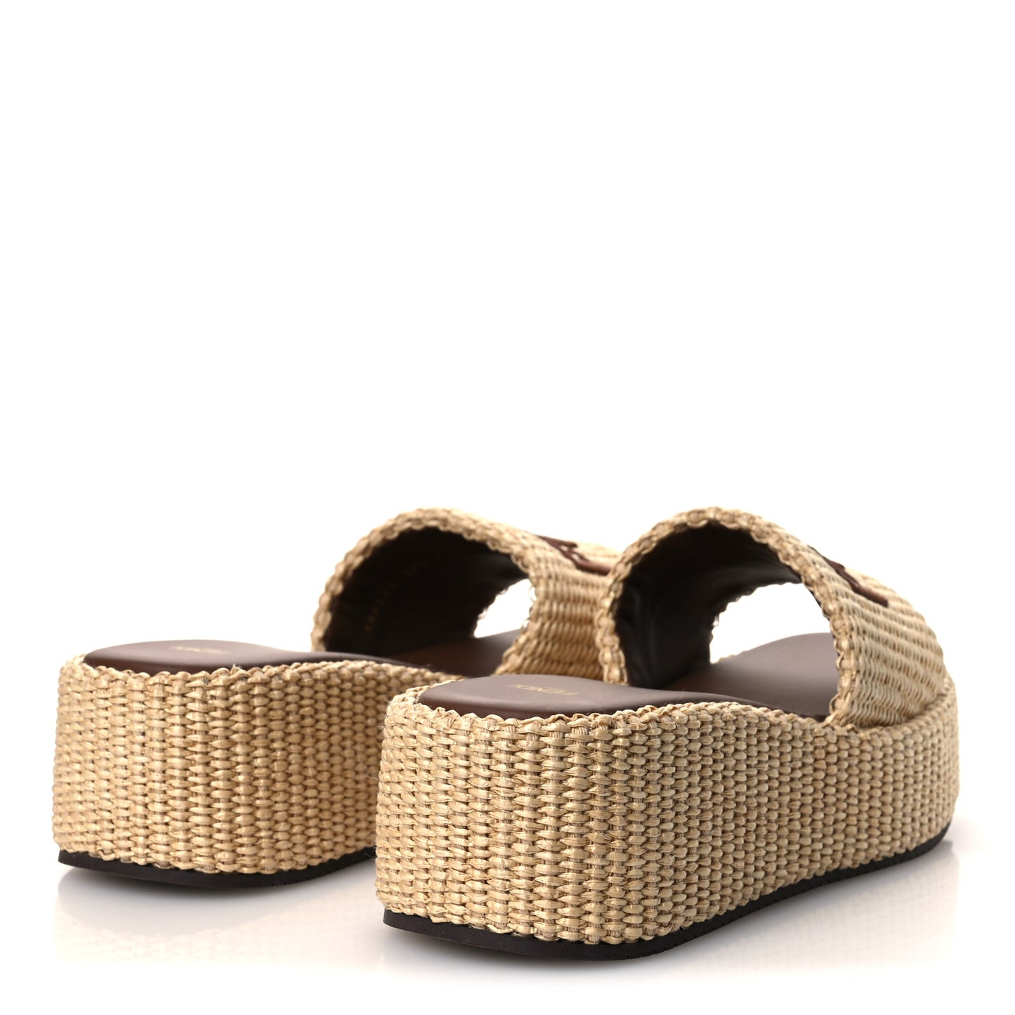 Raffia Womens FF Sunshine Flatform Slide Sandals 39.5 Beige