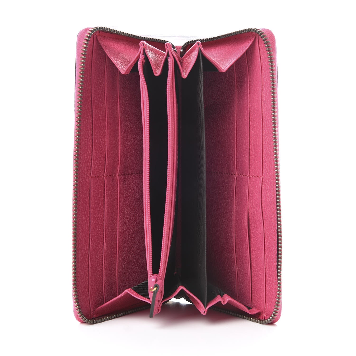 Gucci Grained Calfskin Logo Zip Around Wallet Box Pink Green 5 of 8