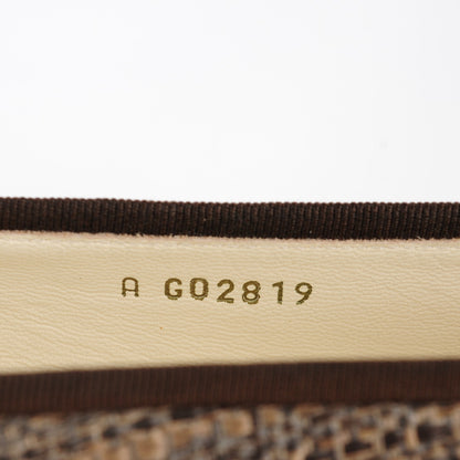 Chanel Tweed Ribbon Metallic Crackled Calfskin CC Cap Toe Ballerina Flats 38.5 Brown Gold 9 of 9