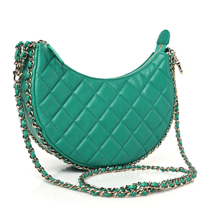 Chanel Lambskin Quilted Small Hobo Bag Green 3 of 9