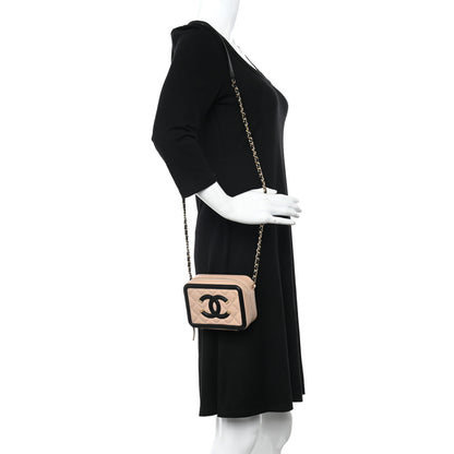 Chanel Caviar Quilted CC Filigree Vanity Clutch With Chain Beige Black 2 of 10