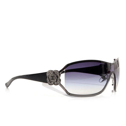 Chanel Swarovski Crystal Camellia CC Sunglasses 4164-B Black 3 of 6