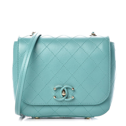 Chanel Calfskin Stitched Small Covered CC Flap Bag Green 1 of 9