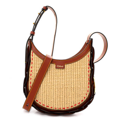 Chloe Calfskin Raffia Embroidered Small Darryl Hobo Brown 1 of 12