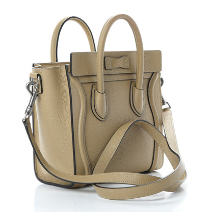 Celine Drummed Calfskin Nano Luggage Dune 4 of 12