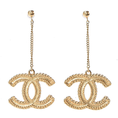Chanel CC Drop Earrings Matte Gold 1 of 3