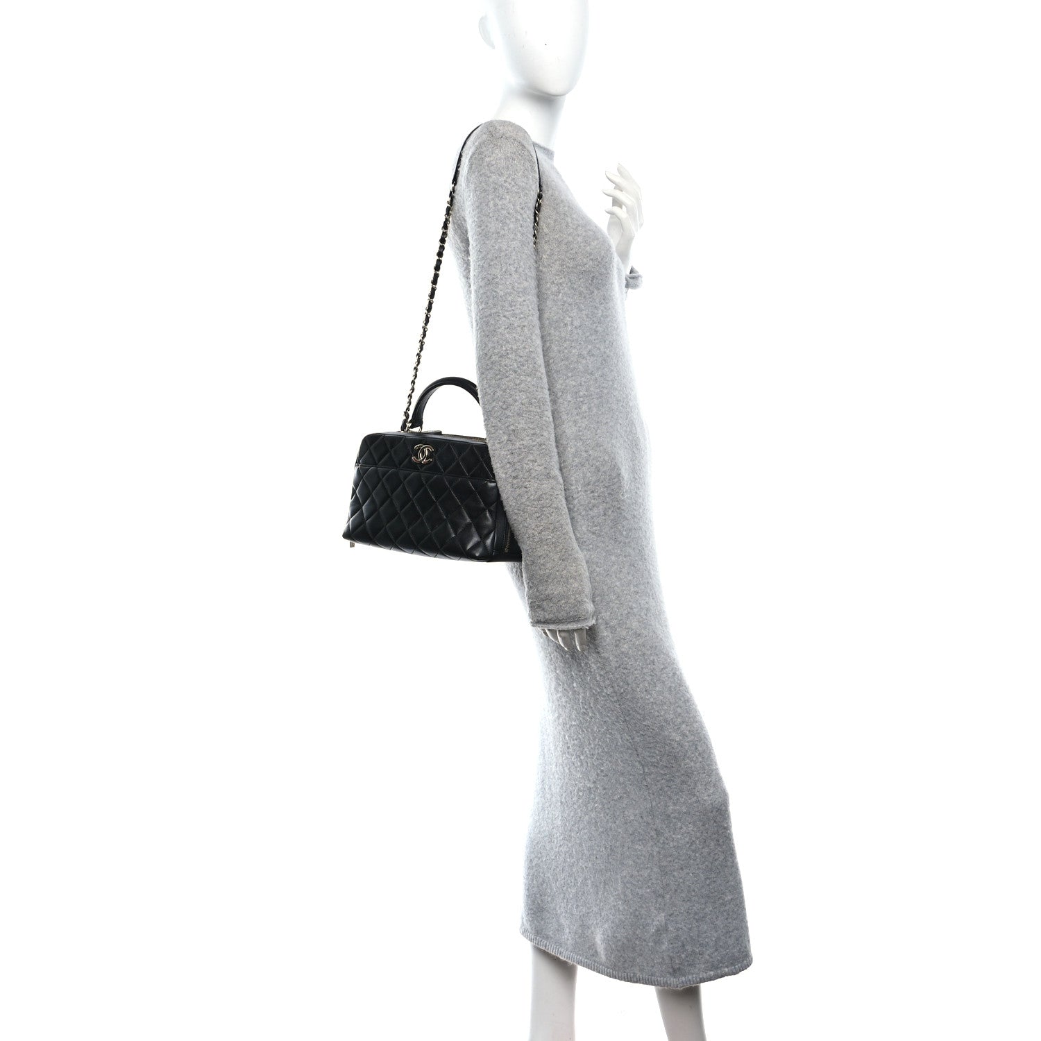 Chanel Lambskin Quilted Medium Trendy CC Bowling Bag Black 2 of 10