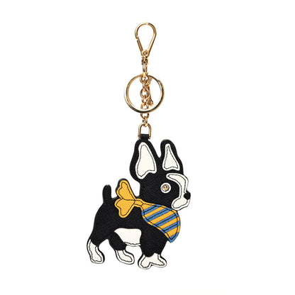 Prada Saffiano French Bulldog Dog Charm Black 1 of 2