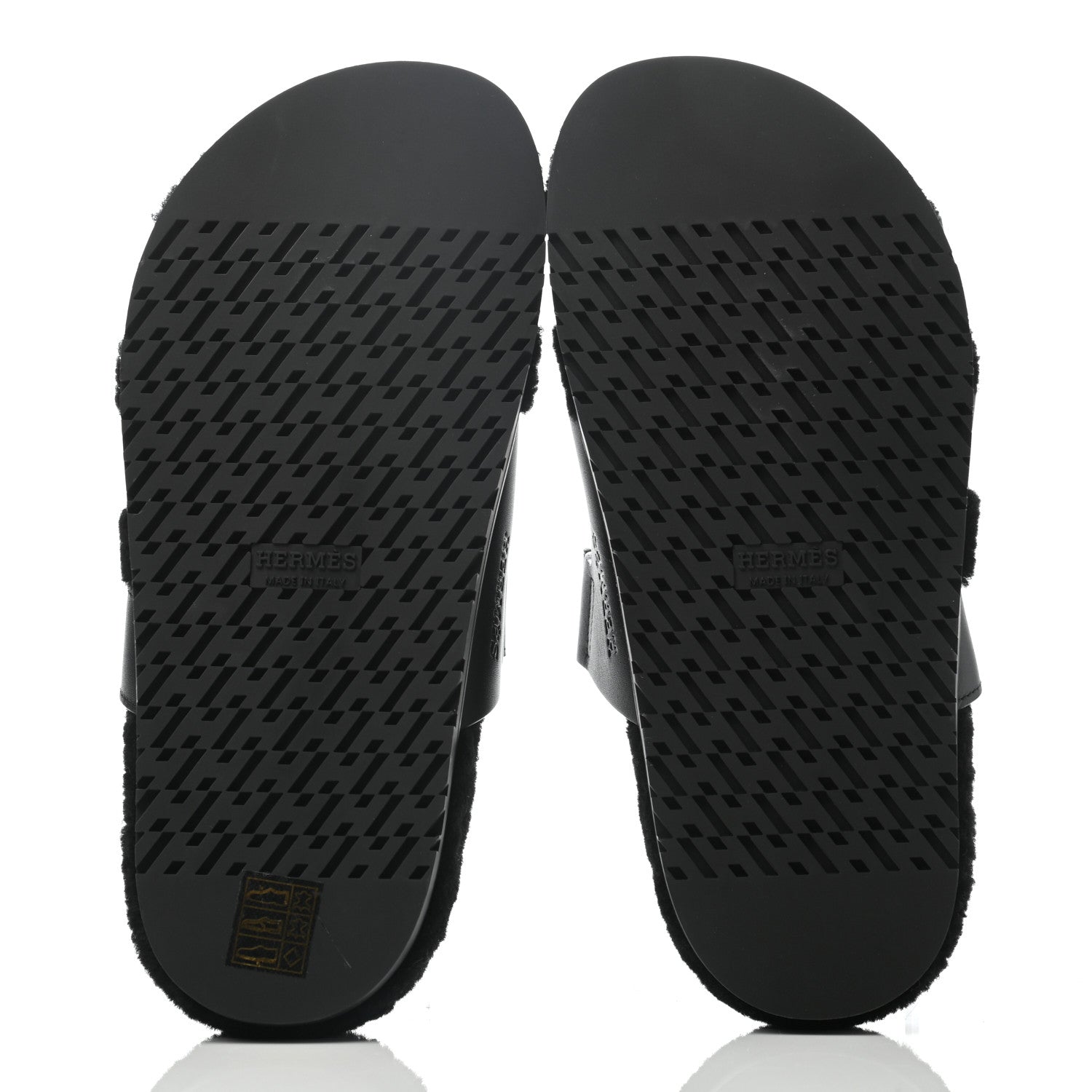 Hermes Calfskin Woolskin Womens Chypre Sandals 37 Black 4 of 6