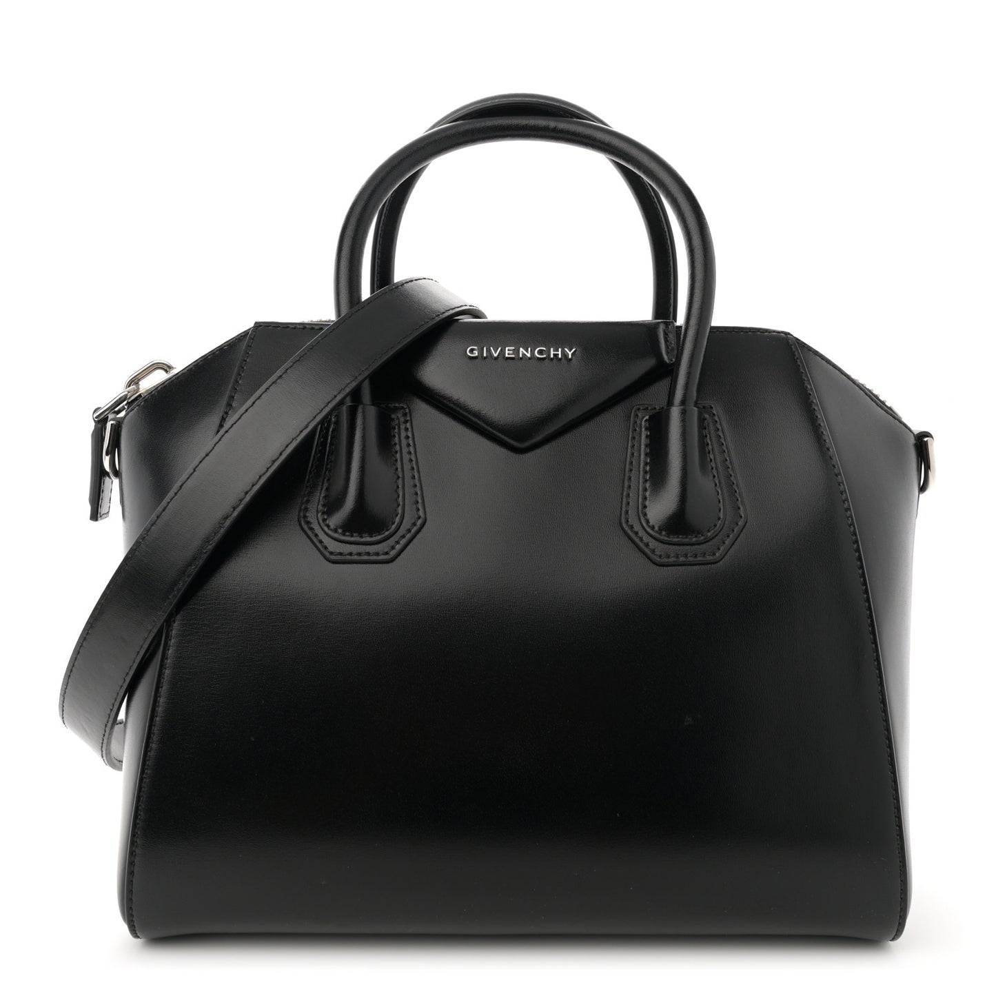 Shiny Lord Calfskin Small Antigona Black