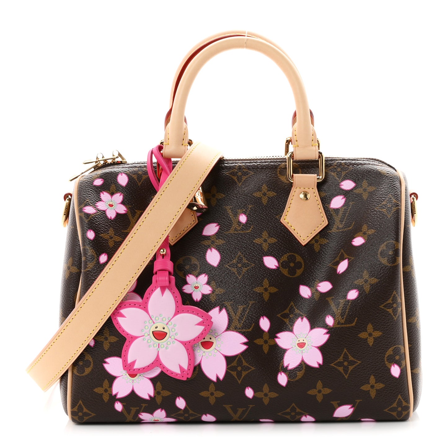 LV X TM Monogram Cherry Blossom Speedy Bandouliere 25 Sakura Brown