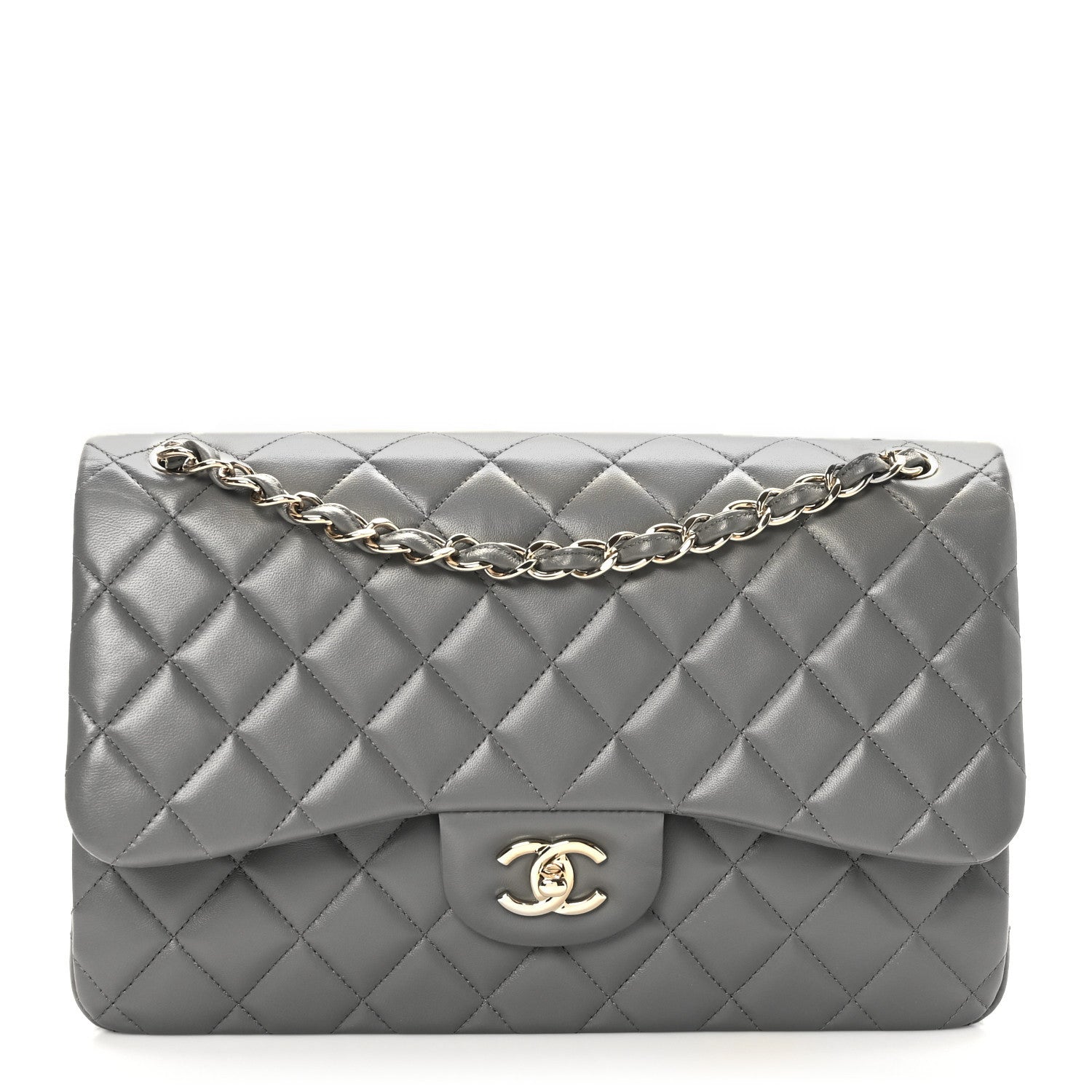 Chanel Lambskin Quilted Jumbo Double Flap Dark Grey 1 of 9