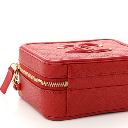 Chanel Caviar Quilted Small CC Filigree Vanity Case Red 9 of 10