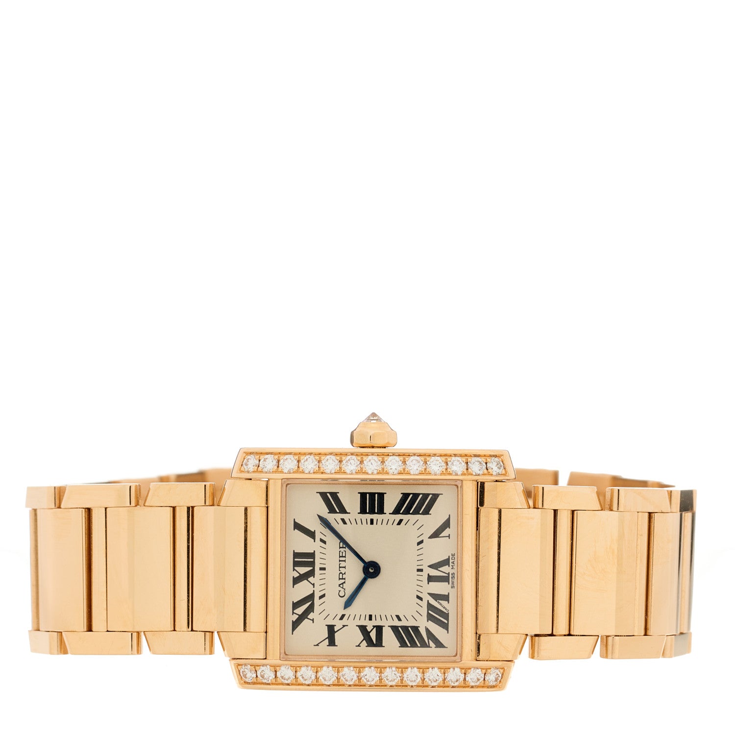 Cartier 18K Pink Gold Diamond Bezel 25mm Tank Francaise Quartz Watch 2 of 5