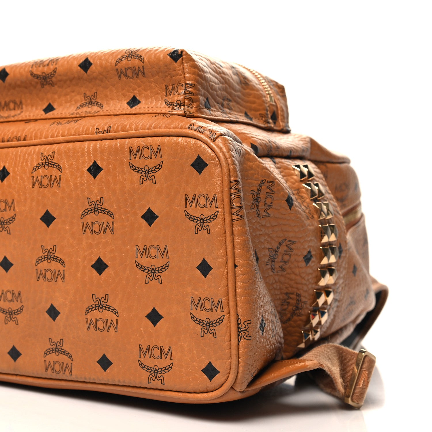 MCM Visetos Medium Side Studs Stark Backpack Cognac 9 of 11