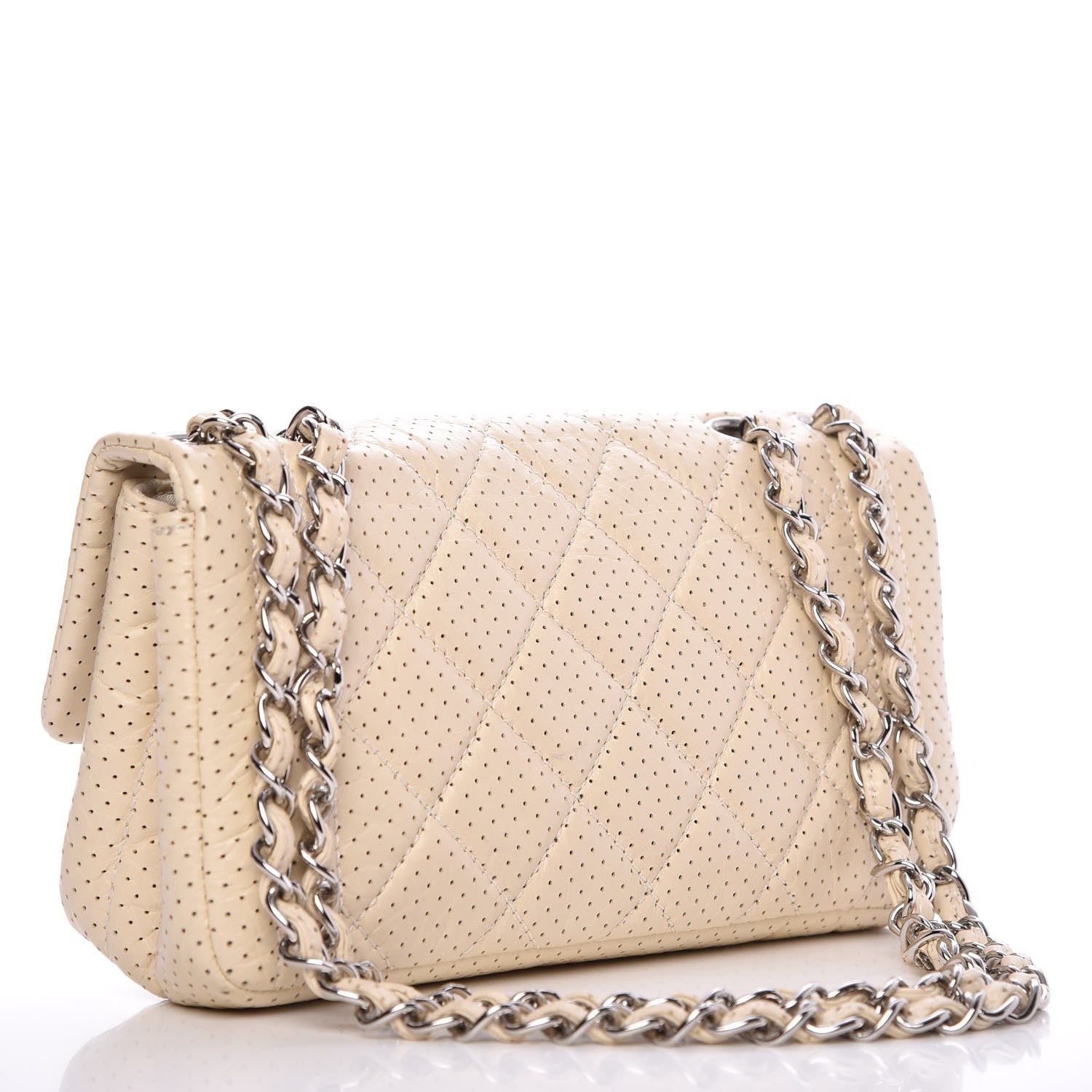 Chanel Aged Calfskin Perforated Small Flap Beige Clair 3 of 8