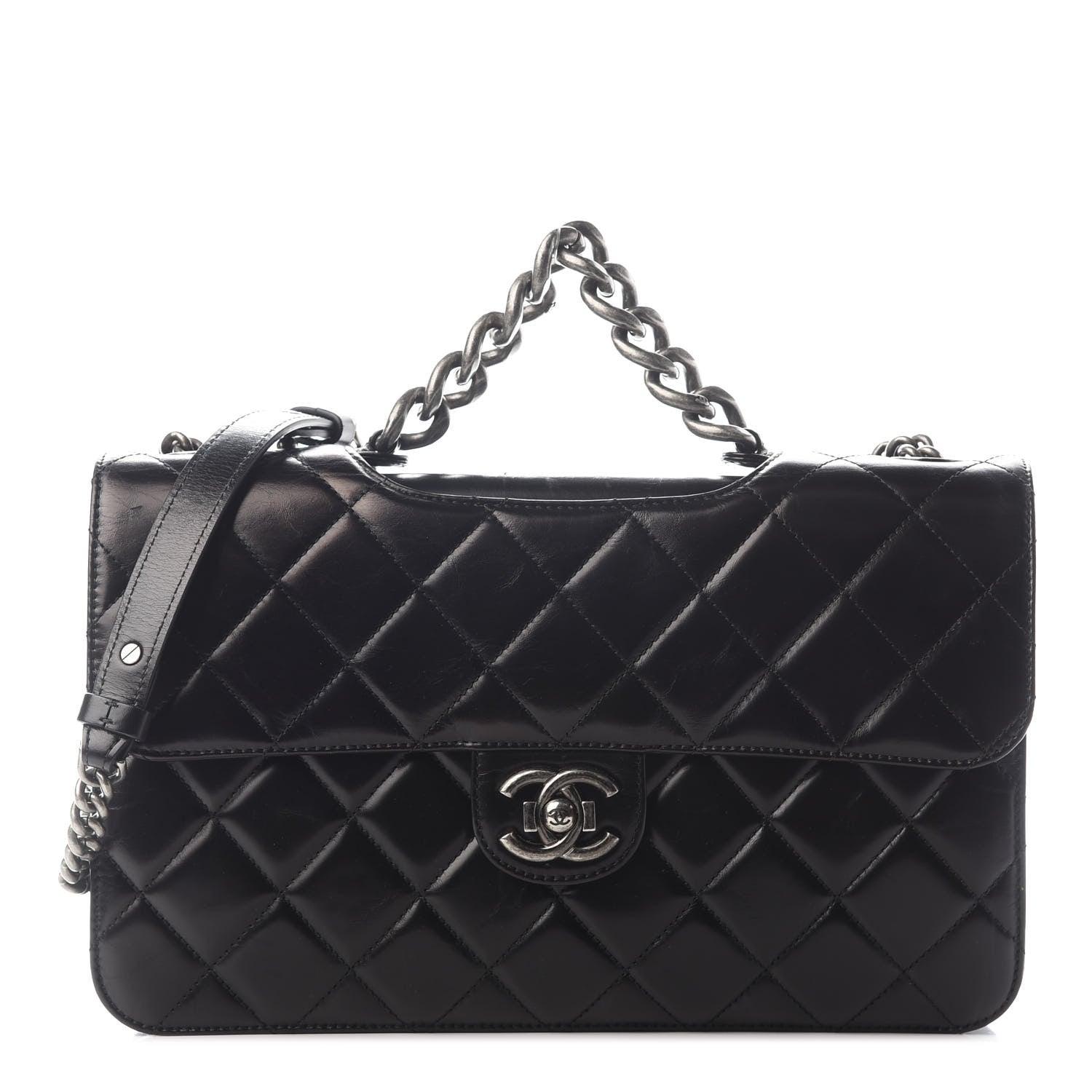 Chanel Glazed Calfskin Quilted Large Perfect Edge Flap Black 1 of 9