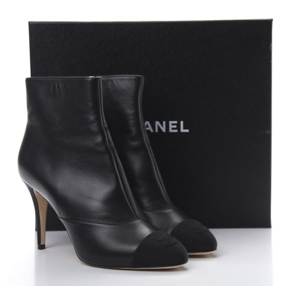 Chanel Lambskin Grosgrain Cap Toe Short Ankle Boots 40.5 Black 8 of 9