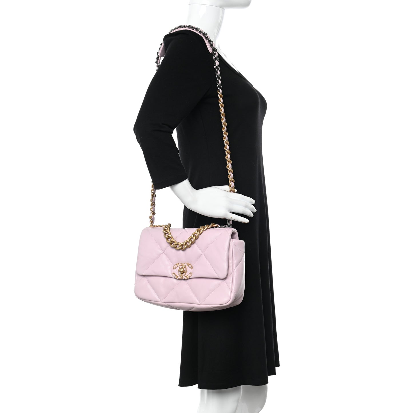 Lambskin Quilted Medium Chanel 19 Flap Light Pink