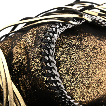 Stella McCartney Metallic Shaggy Deer Fringe Falabella Bucket Bag Gold Black 9 of 10