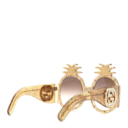 Gucci Acetate Pineapple GG0150/S Sunglasses Gold 4 of 7