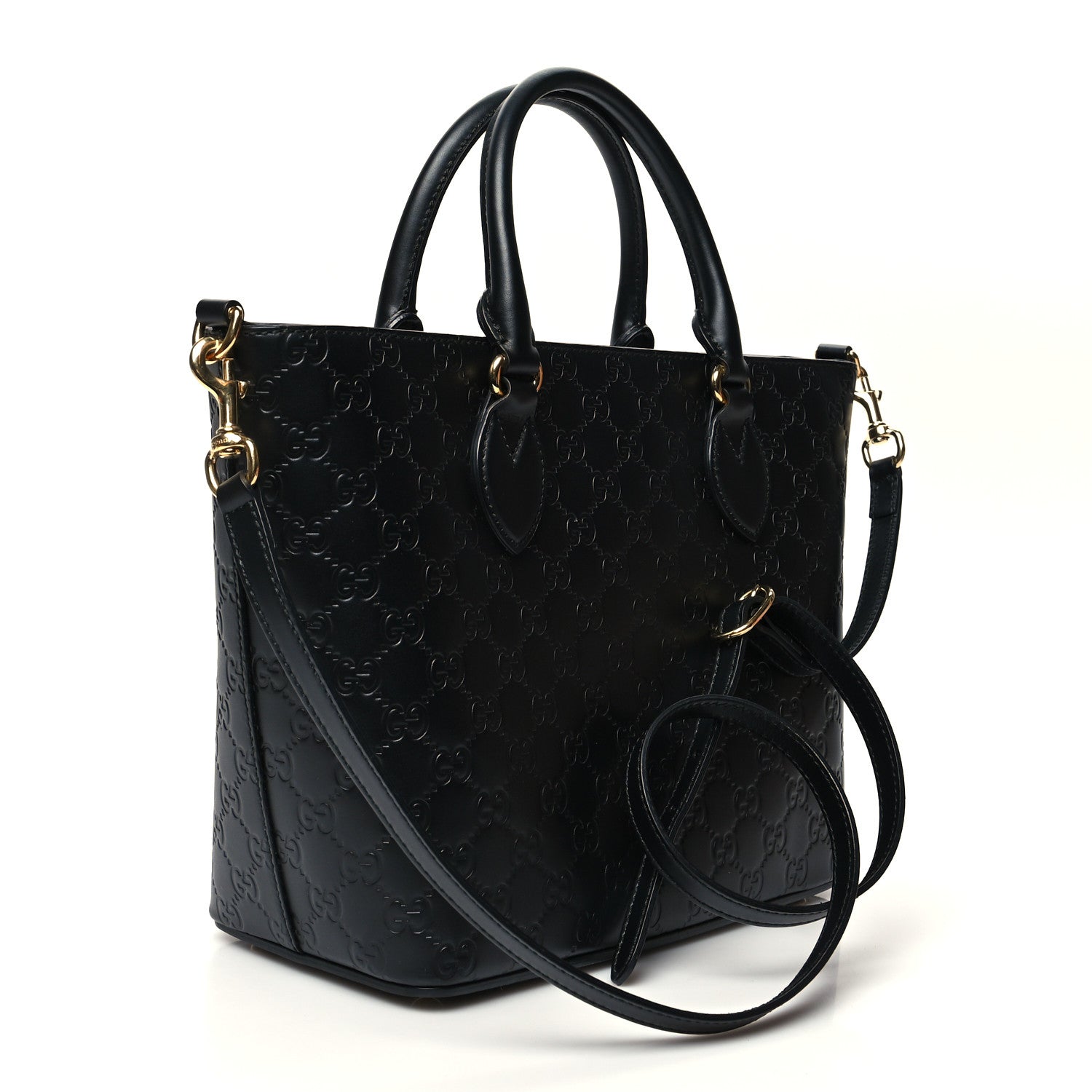 Gucci Guccissima Small Zippered Bucket Tote Black 2 of 9