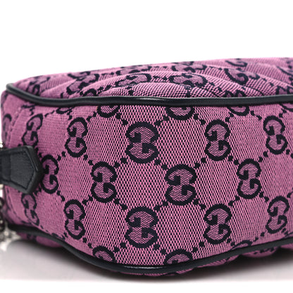 Gucci Monogram Multicolor Matelasse Diagonal Small GG Marmont Chain Shoulder Bag Pink Blue 9 of 10