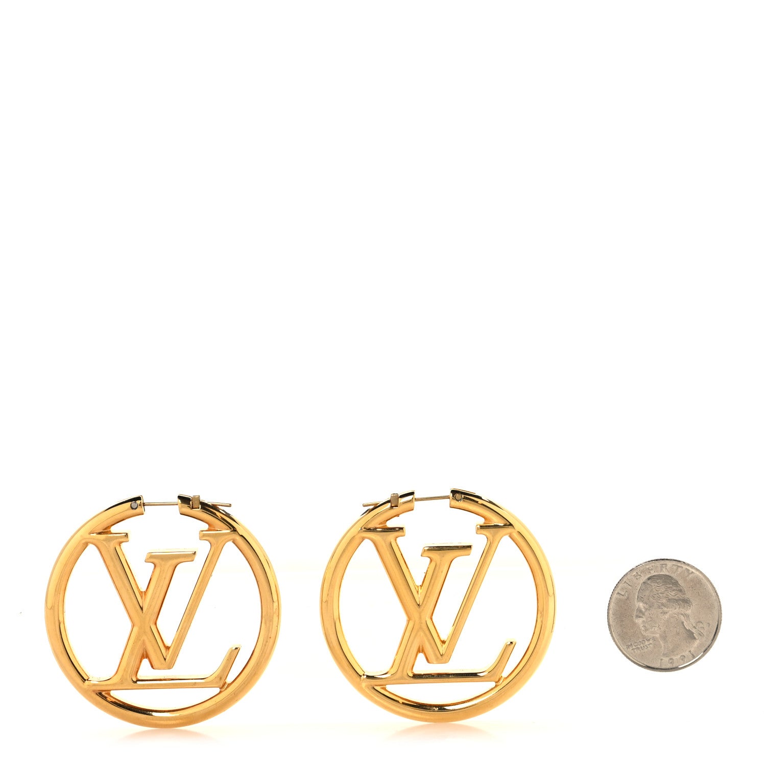 Louis Vuitton Metal Louise Hoop Earrings Gold 2 of 5