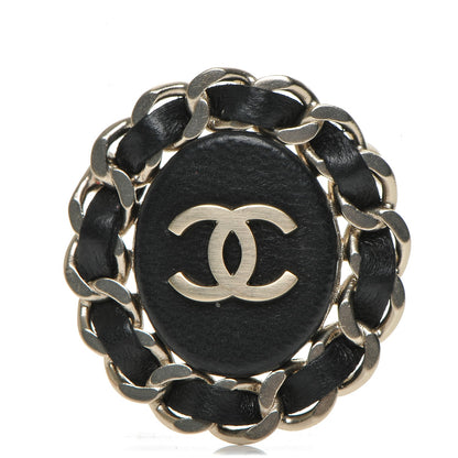 Chanel Lambskin Chain CC Brooch Black Gold 1 of 4