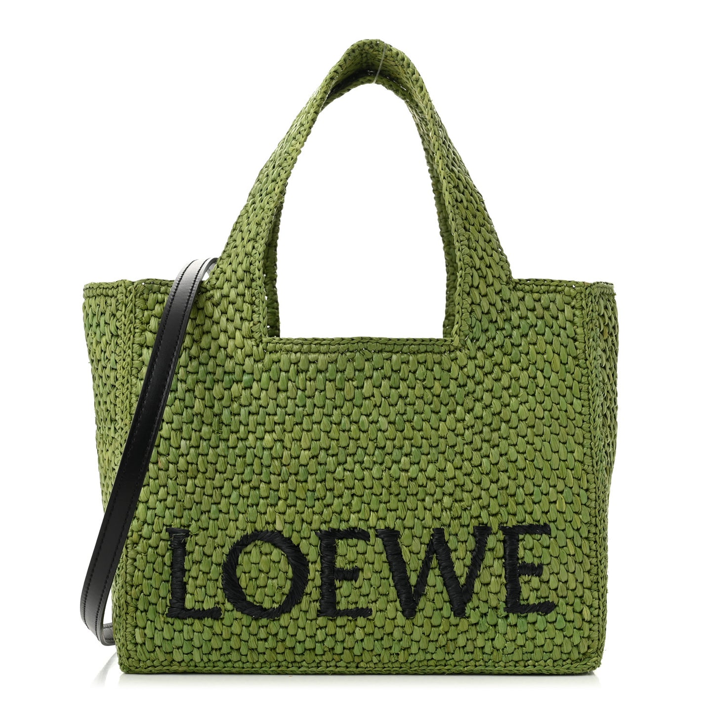 X PAULA'S IBIZA Raffia Font Tote Green