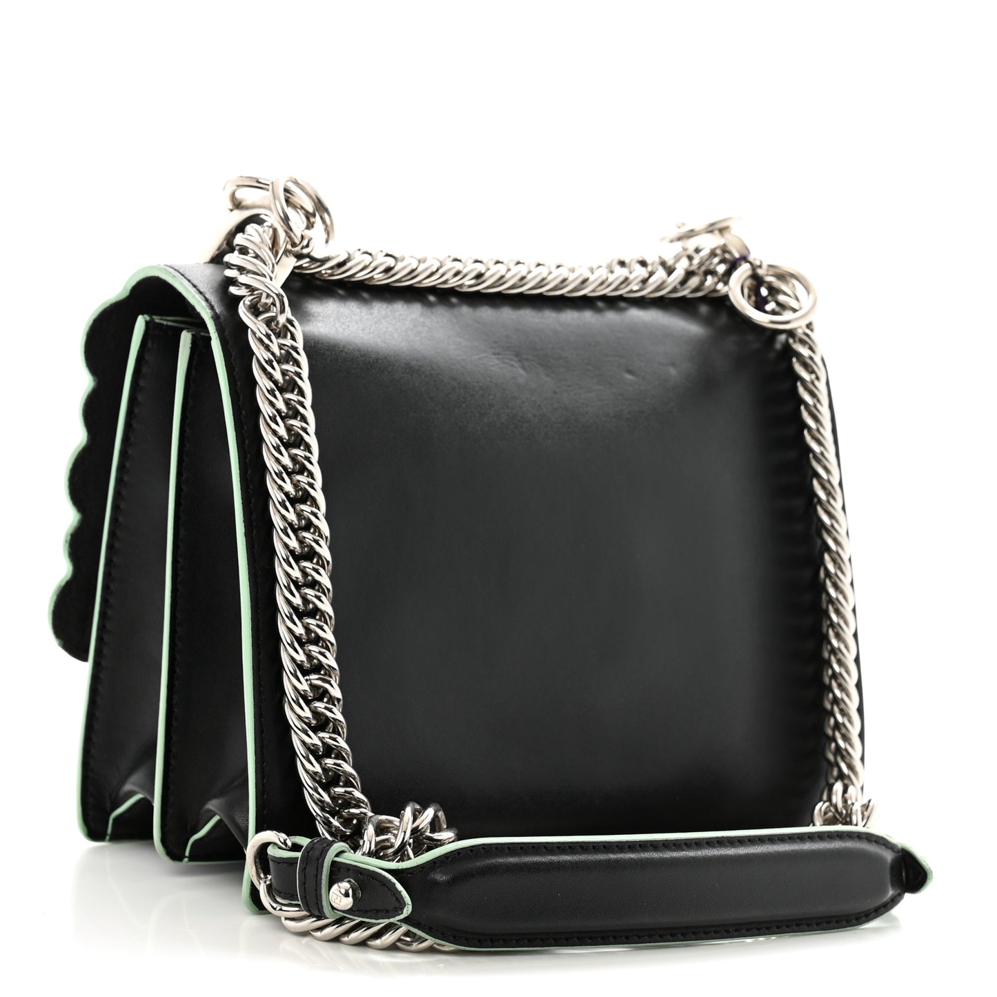 Vitello Liberty Scalloped Studded Small Kan I Shoulder Bag Black Multicolor