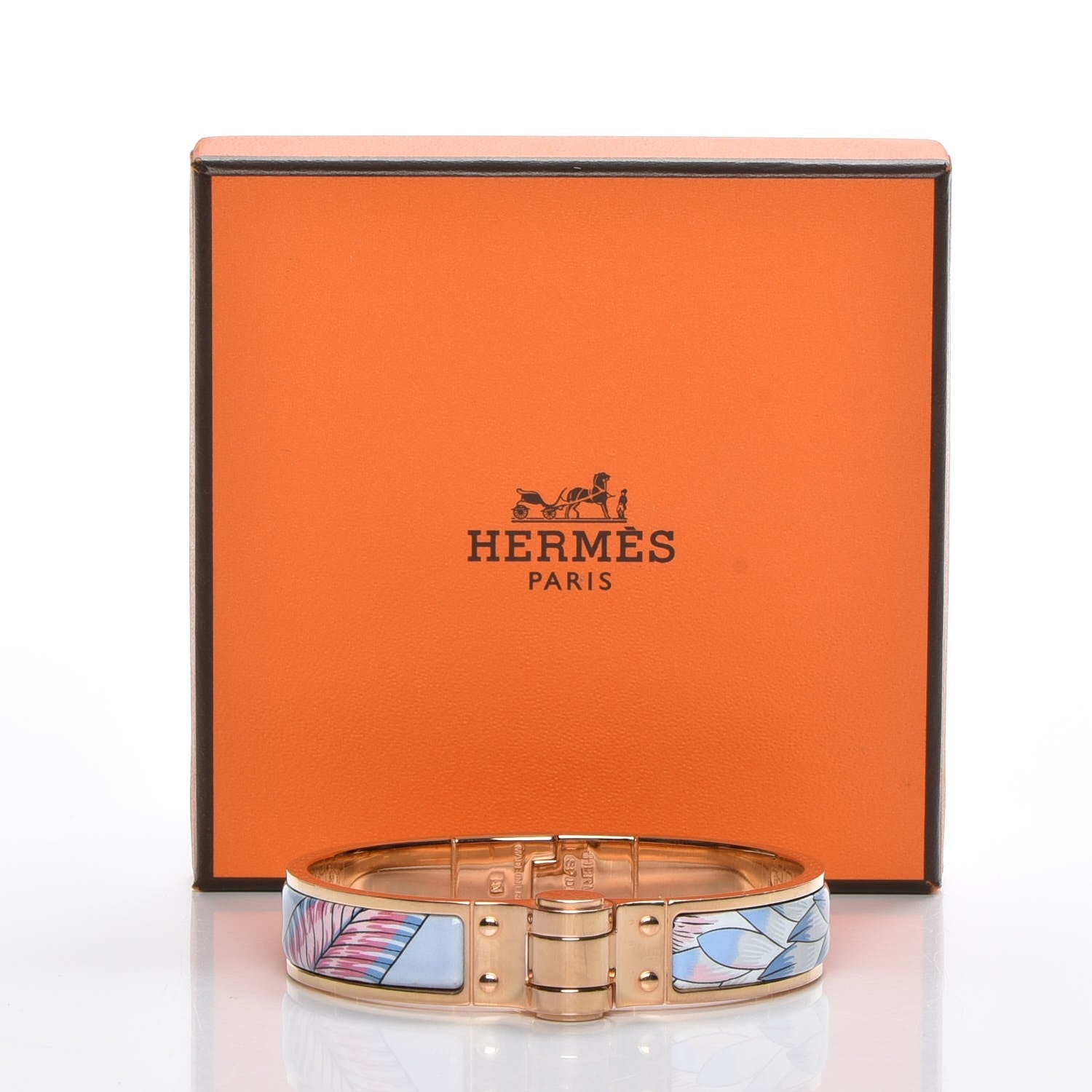 Hermes Enamel Printed Narrow Savana Dance Hinged Bracelet S Arts And Crafts 6 of 6