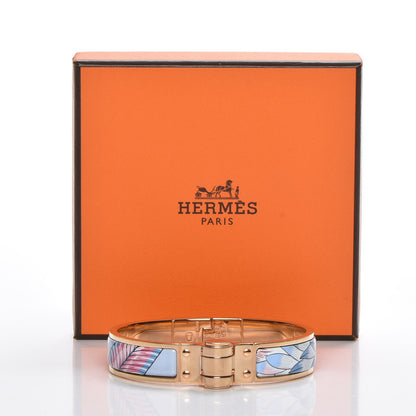 Hermes Enamel Printed Narrow Savana Dance Hinged Bracelet S Arts And Crafts 6 of 6
